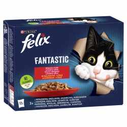 FELIX FANTASTIC Mokra karma dla kota: kurczak wołowina królik jagnięcina 12 x 85g